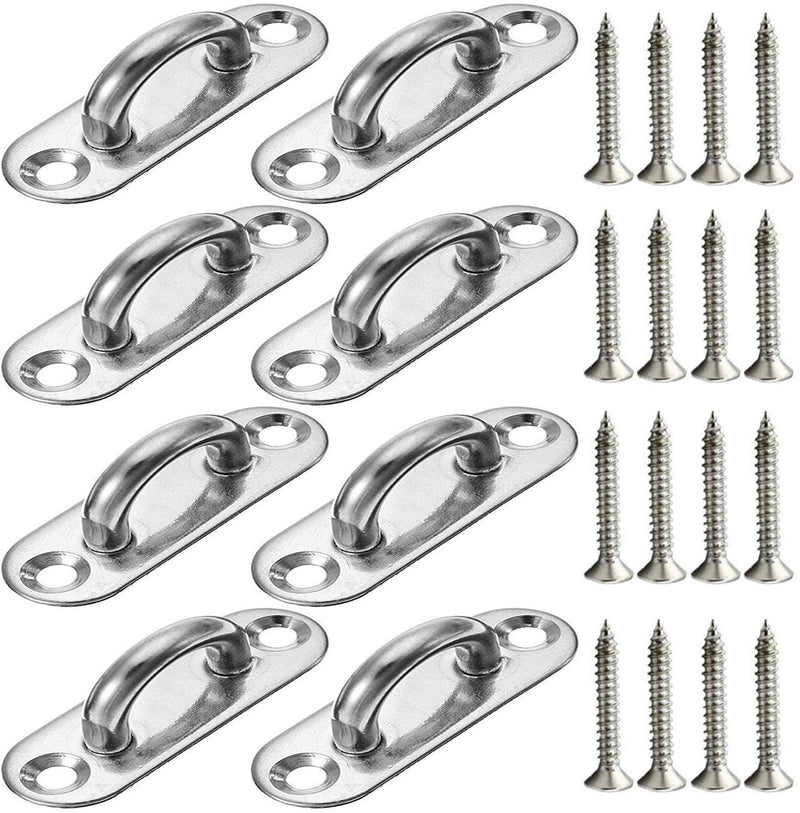 8 Pcs 1.8 Inch 304 Stainless Steel Ceiling Hooks Pad Eyes Plate Marine Hardware Hooks with Screws 1.8 x 0.6 Inch - NewNest Australia