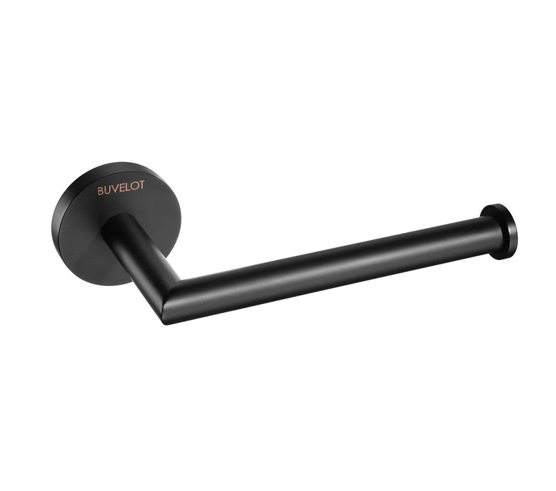 BUVELOT 077030-MB Leo Bathroom Brass Toilet Paper Holder Wall Mounted Modern Style,Matte Black Round Matte Black - NewNest Australia