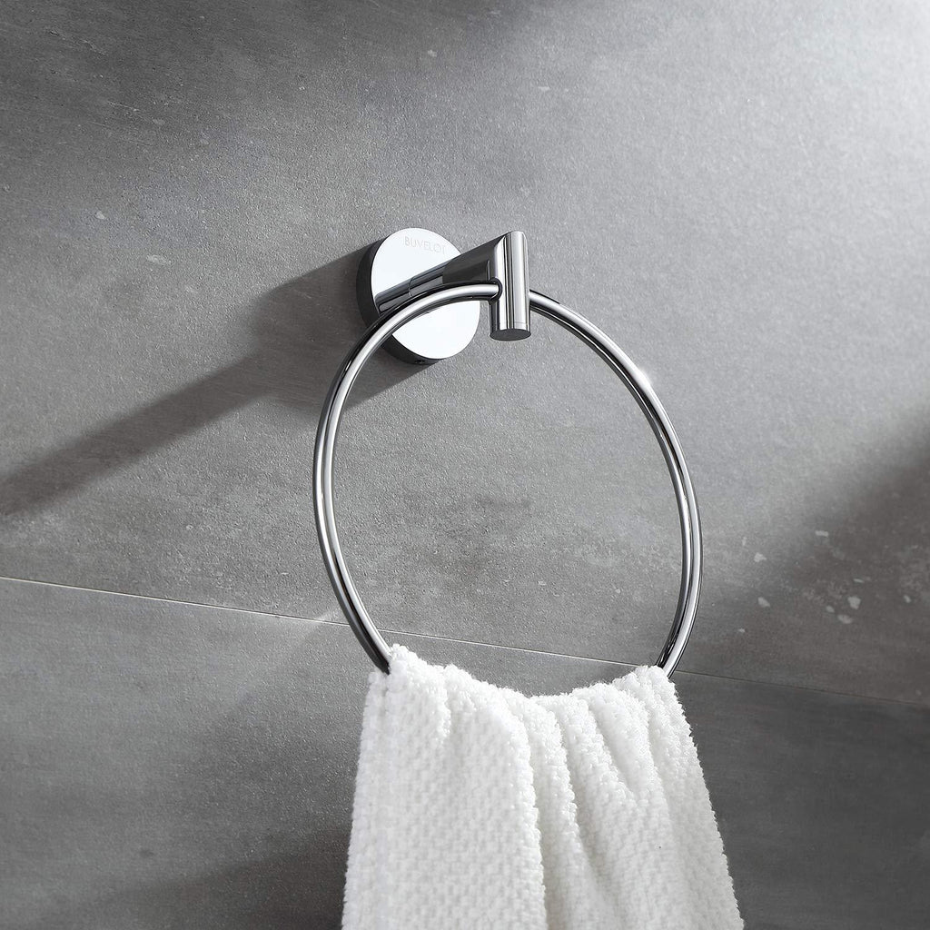 BUVELOT 077060-CR Leo Bathroom Brass Hand Towel Ring Modern Round,Chrome Chrome - NewNest Australia