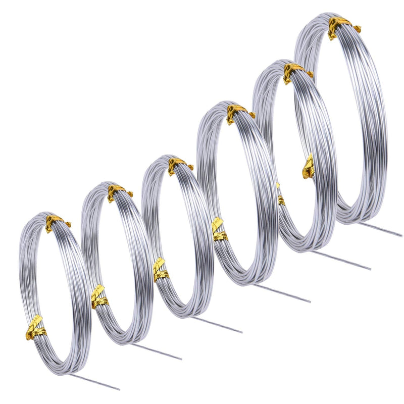Sunmns 6 Rolls Silver Aluminum Wire, DIY Craft Art Wire, Soft and Flexible Metal Iron Wire, 1mm, 1.5mm, 2mm, 3mm in Thickness - NewNest Australia