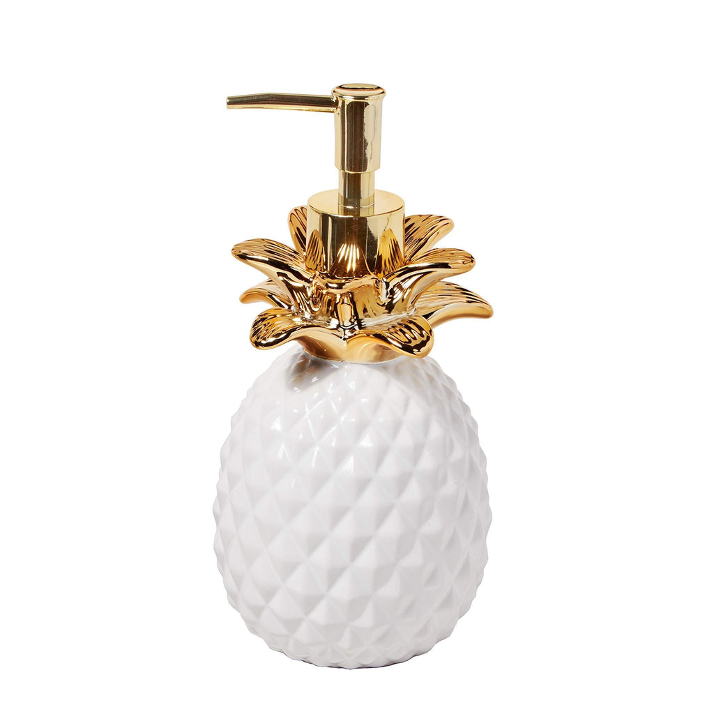 SKL Home by Saturday Knight Ltd. Gilded Pineapple Soap Dispenser, White/Gold Lotion/Soap Dispenser, White - NewNest Australia