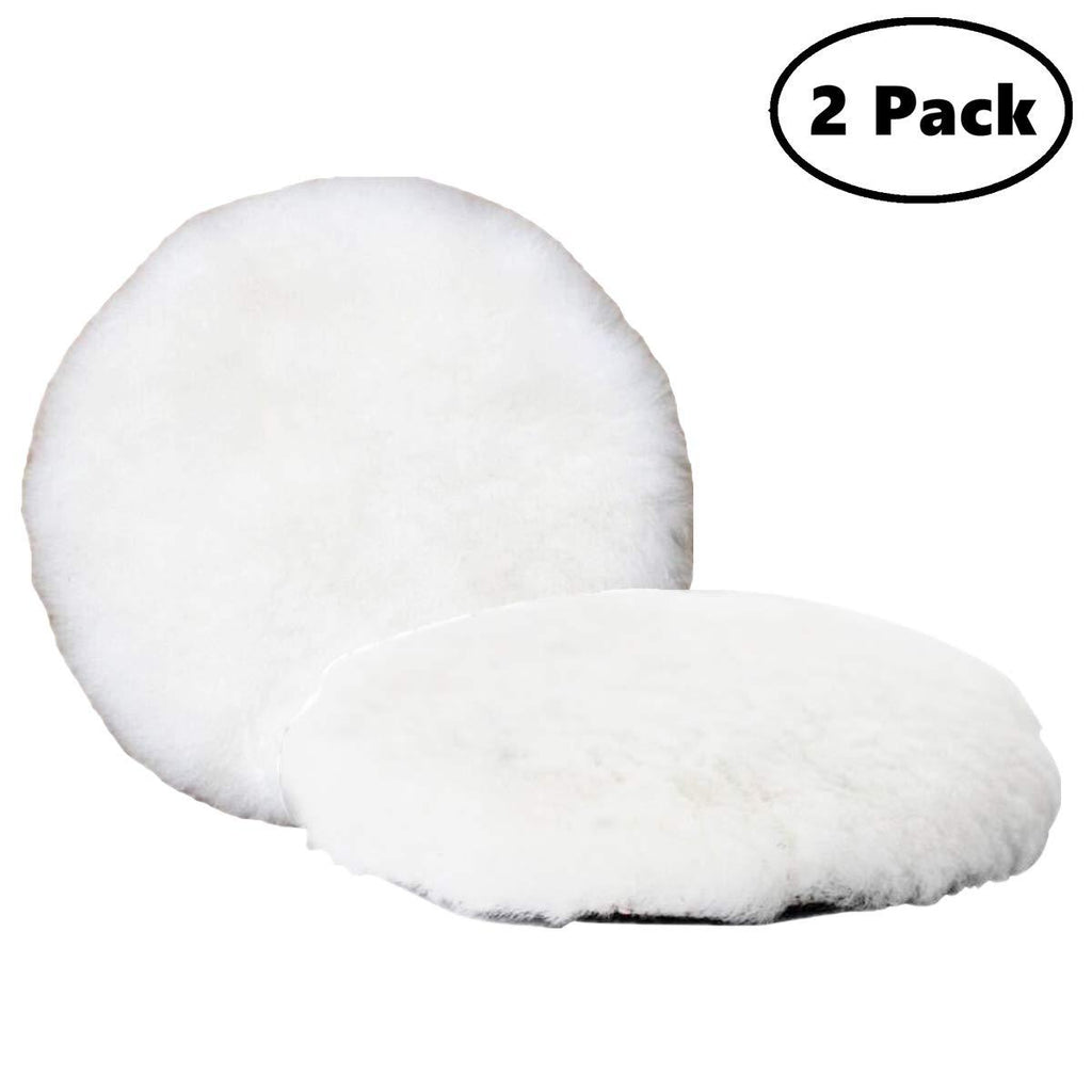 Inzoey Wool Polishing Pad 5 Inches Soft Sheepskin Buffing Pads with Hook and Loop Back Wool Cutting Pad for Car, Furniture, Glass and So On (Pack of 2) 5" - NewNest Australia