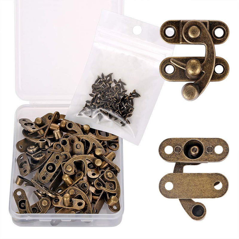 PGMJ 20 Pieces Jewelry Box Hardware Thickened Solid Bronze Tone Antique Right Latch Hook Hasp Horn Lock Wood Jewelry Box Latch Hook Clasp and 80 Replacement Screws (Right Latch Buckle) - NewNest Australia