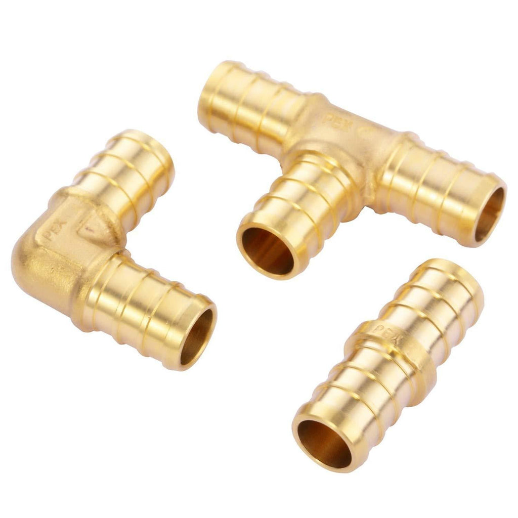 Litorange 1/2 inch T PEX Tee & 90 Degree Elbow & Straight Coupling 1/2" (pack of 12) Lead Free Brass Barb Crimp Pipe Fitting/Fittings 12 PCS 3 Size - NewNest Australia