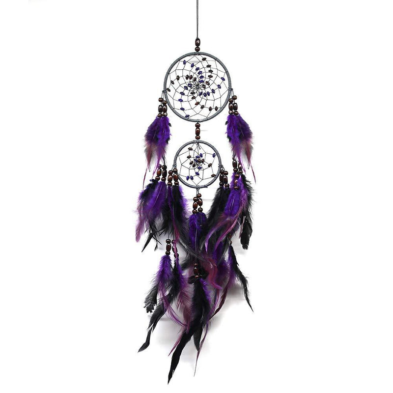 NewNest Australia - Tellpet Dream Catchers Purple Handmade Feather Dreamcatcher Purple＆2circles 