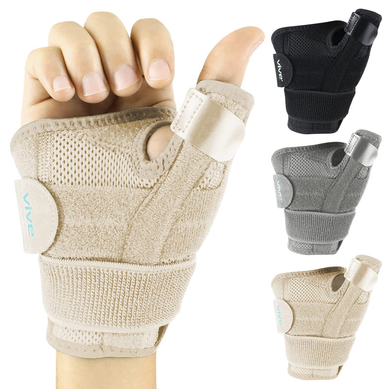 Vive Arthritis Thumb Splint - Spica Support Brace for Right and Left Hand - CMC Osteoarthritis Restriction for Pain, Sprains, Strains, Carpal Tunnel & Trigger Finger - Immobilizer Wrist Strap Beige - NewNest Australia