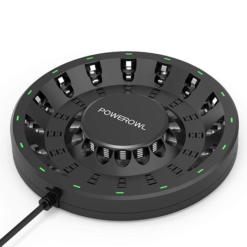 POWEROWL 16 Bay AA AAA Battery Charger (Updated, High Speed Charging) with Smart LED Light and Plug, for NIMH NICD Rechargeable Batteries and More - NewNest Australia
