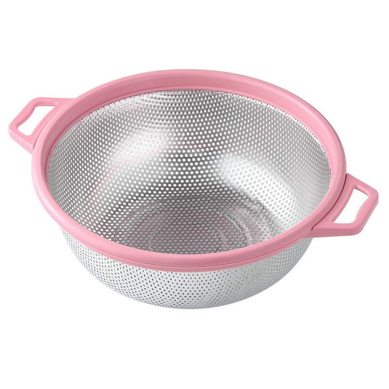 Stainless Steel Colander With Handle and Legs, Large Metal Pink Strainer for Pasta, Spaghetti, Berry, Veggies, Fruits, Noodles, Salads, 5-quart 10.5” Kitchen Food Mesh Colander, Dishwasher Safe - NewNest Australia