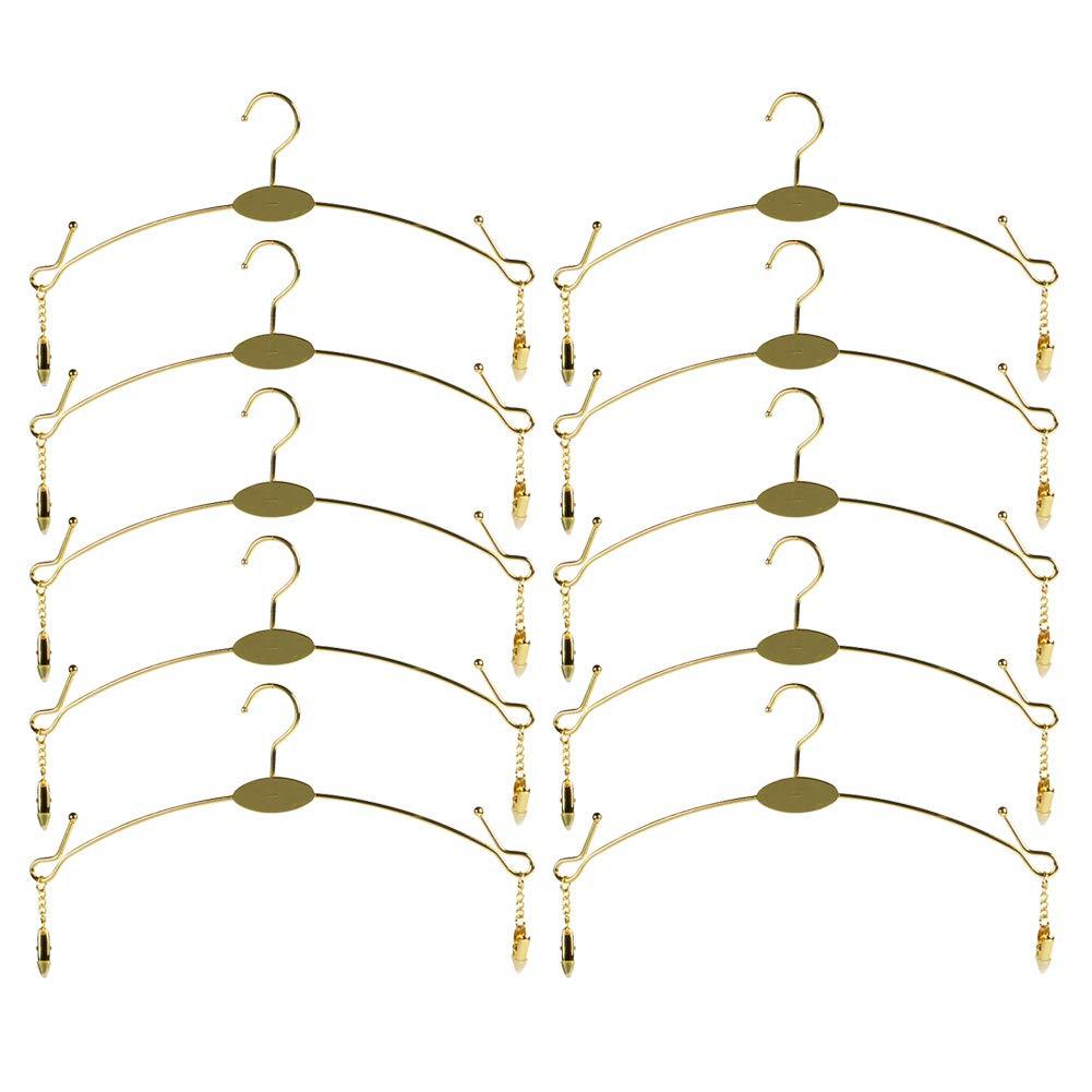 NewNest Australia - Exttlliy 10PCS Metal Underwear Bra Rack Durable Fashion Children Clothes Hangers Hook Lingerie Shop Display Hanger with Clips (Gold) Gold 