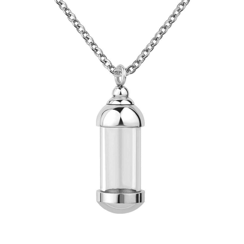 NewNest Australia - SexyMandala Urn Necklace for Ashes Hourglass Glass Cremation Jewelry Openable Container Vial Tube Pendant 