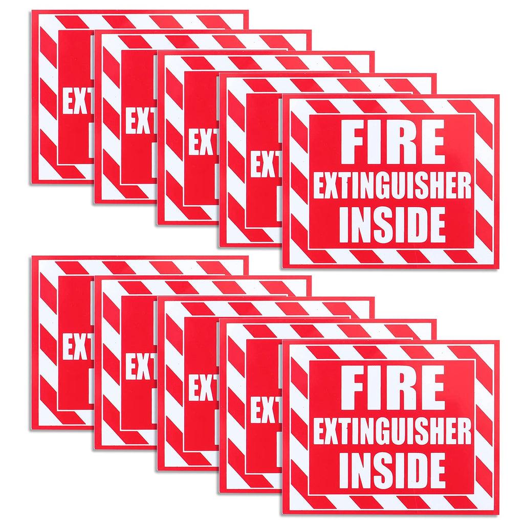 Fasmov 10 Pack Fire Extinguisher Inside Sticker Self -5" x 4" Red on White - NewNest Australia