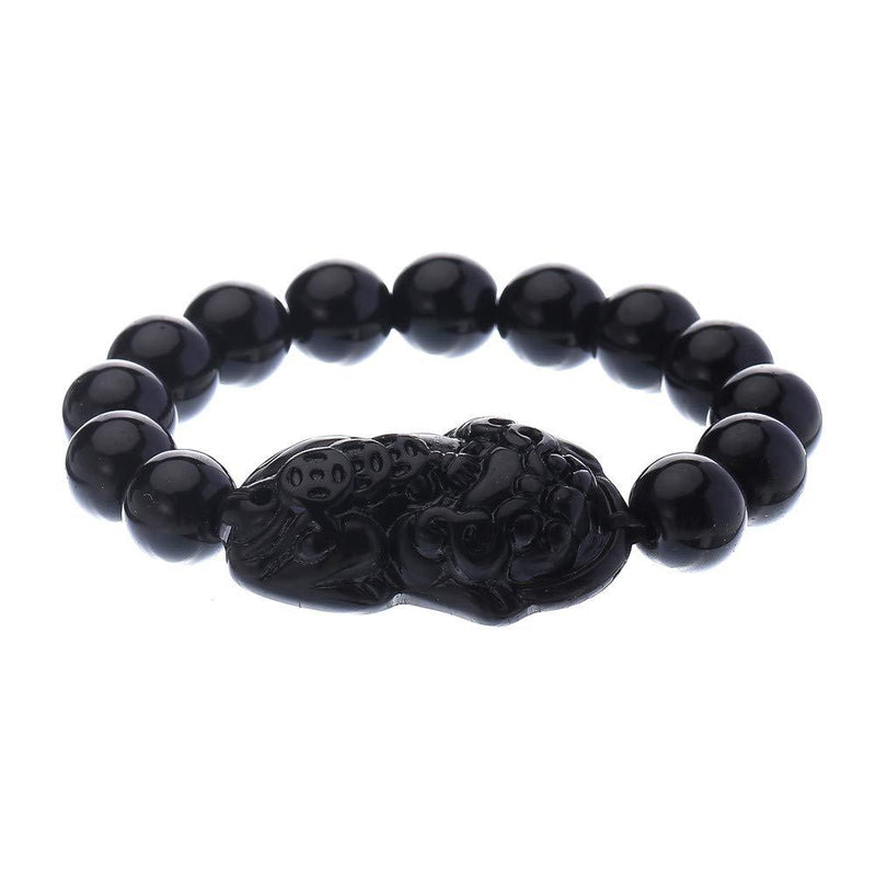 NewNest Australia - Fengshui Wealth Prosperity Black 10mm Bead Bracelet with Pi Xiu/Pi Yao Attract Wealth and Good Luck 