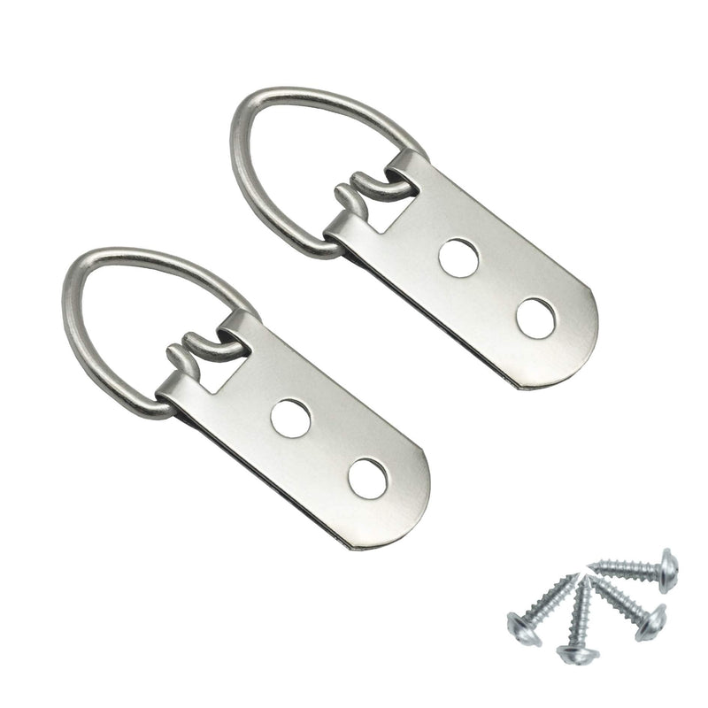 EesTeck 40 Pack D-Ring Steel Picture Hangers Heavy Duty with Screws Picture Frames Double Holes Clasp Picture Hang Solutions - NewNest Australia