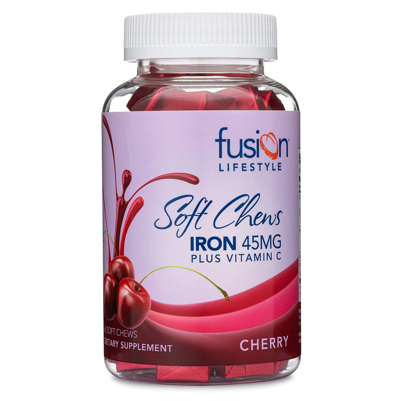 Fusion Lifestyle Iron Supplement for Women and Men, Cherry Flavored Iron Soft Chew Plus Vitamin C for Iron Deficiency and Anemia, 2 Month Supply, 60 Count - NewNest Australia