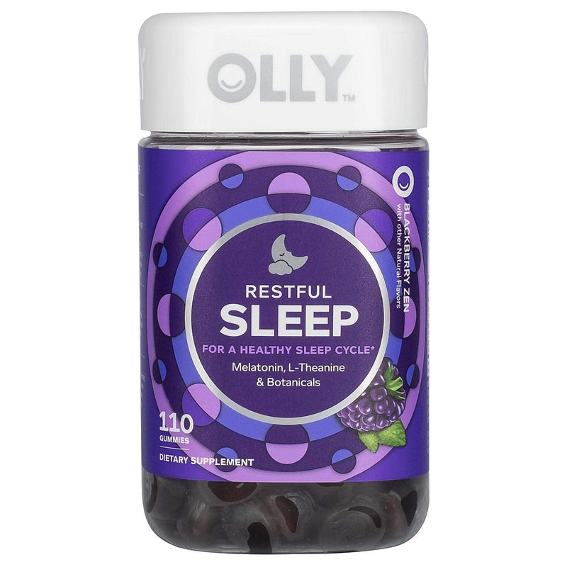 OLLY Restful Sleep Gummy Supplement with Melatonin & L-theanine Chamomile, BlackBerry Zen, (55 Day Supply) Supports A Healthy Sleep Cycle* Packaging May Vary (110 Gummies) - NewNest Australia