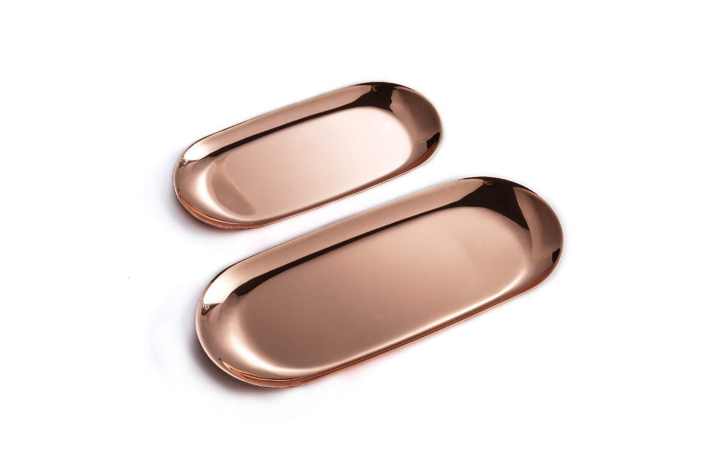 ICASA Stainless Steel Jewelry Trays, 9 and 7 Inch Rose Gold Tray for Grids Rings Earrings, Serving Platter, Elegant Home Decorative Rose Glod - NewNest Australia