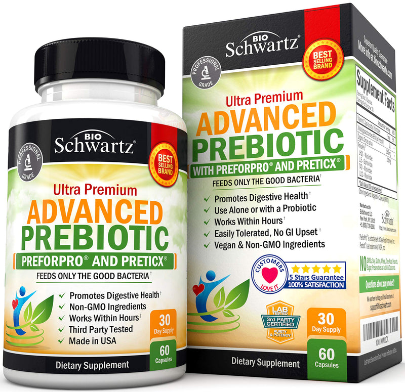Prebiotics for Advanced Gut Health - Immune System Booster & Dietary Fiber - Fuels Good Bacteria Growth to Promote Digestive Health - Gas Relief & Digestion - Probiotics Support for Men & Women - 60ct 60 Count (Pack of 1) - NewNest Australia