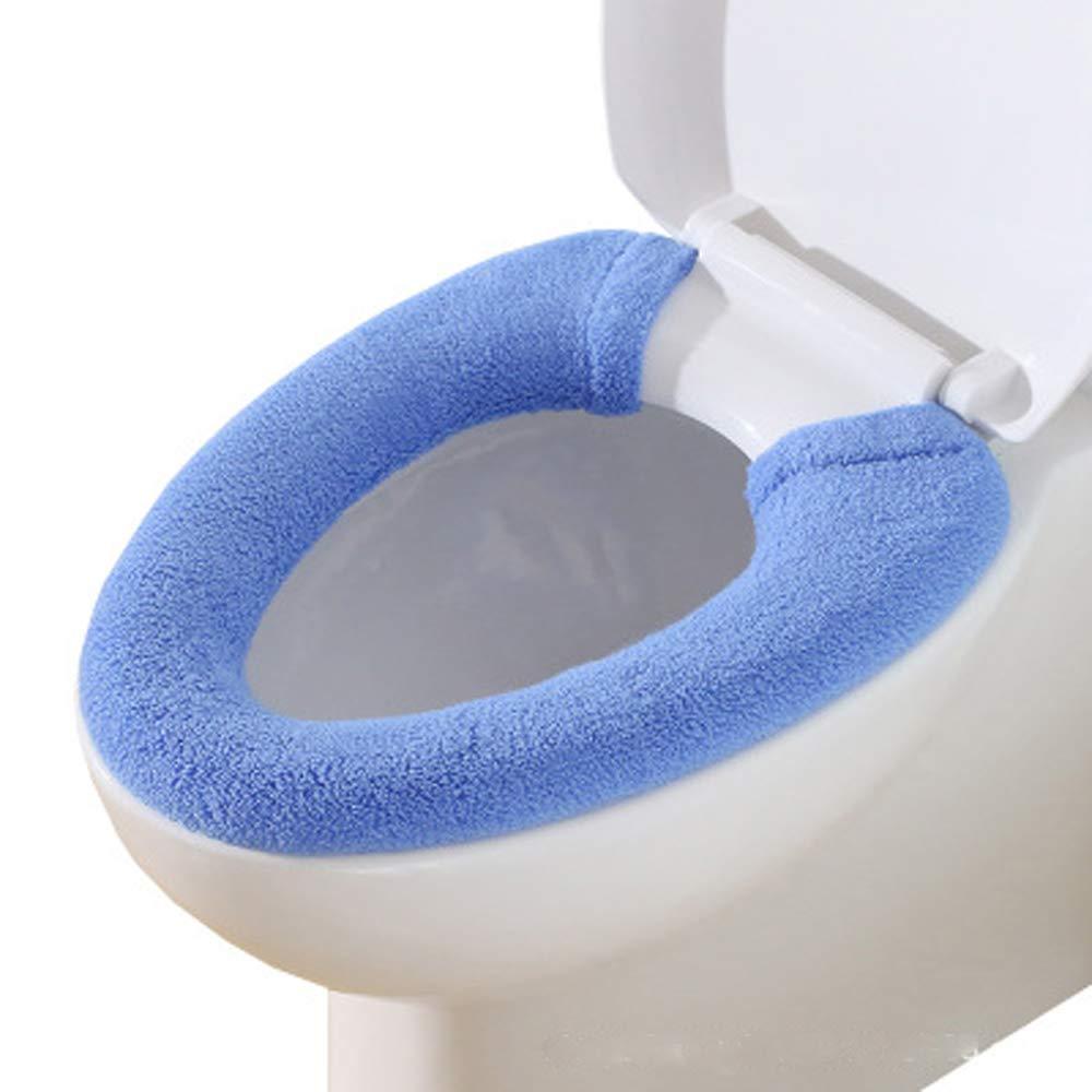 Guojanfon Bathroom Soft Thicker Warmer Stretchable Washable Cloth Toilet Seat Cover Pads (2Pcs/Pack) Seat Cover,2pcs,blue+pink - NewNest Australia