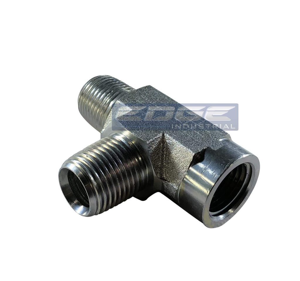 EDGE INDUSTRIAL Steel Female Run TEE 1/2" MNPT x 1/2" FNPT HYDRUALIC/Fuel/AIR/Water/Oil/Gas/WOG - NewNest Australia