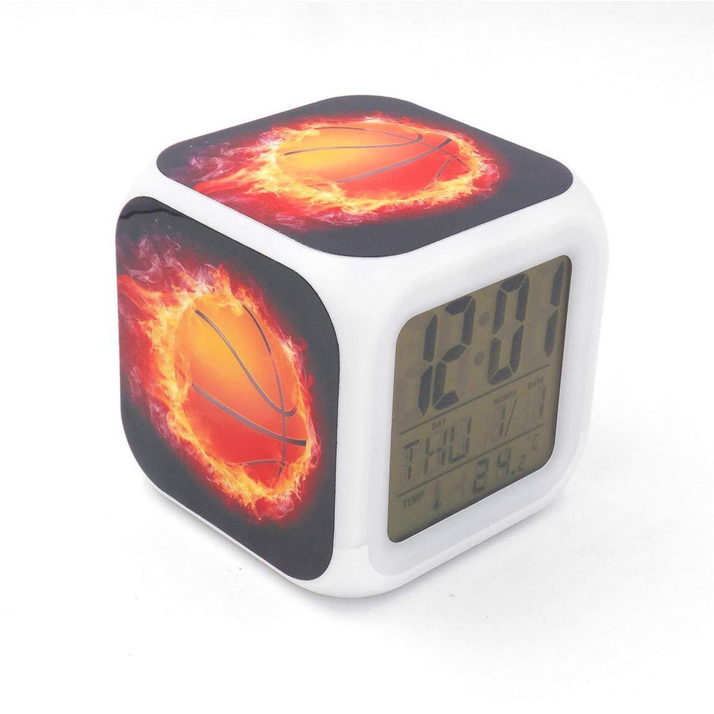 NewNest Australia - BoWay 3＂Desk & Shelf Clock Basketball Fire Digital Alarm Clock with Led Lights Red Table Clock for Kids Teenagers Adults Home/Office Decor 