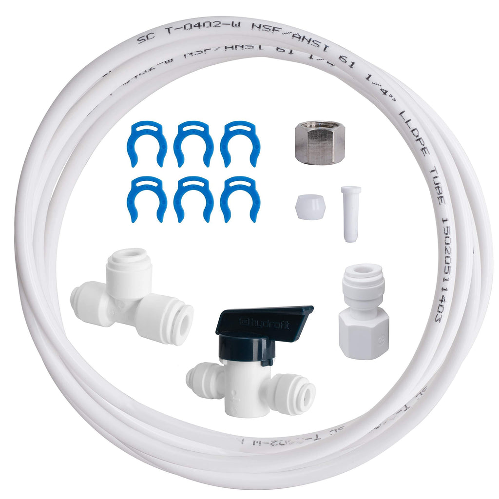 Aquasure Ice Maker Water Line Kit with Shut-Off Valve, 25’ Food Grade 1/4" Tubing, Quick Connect Fittings, Secure Locking Clips, Leak Free Design, US Customer Support, 1 Year Warranty - NewNest Australia