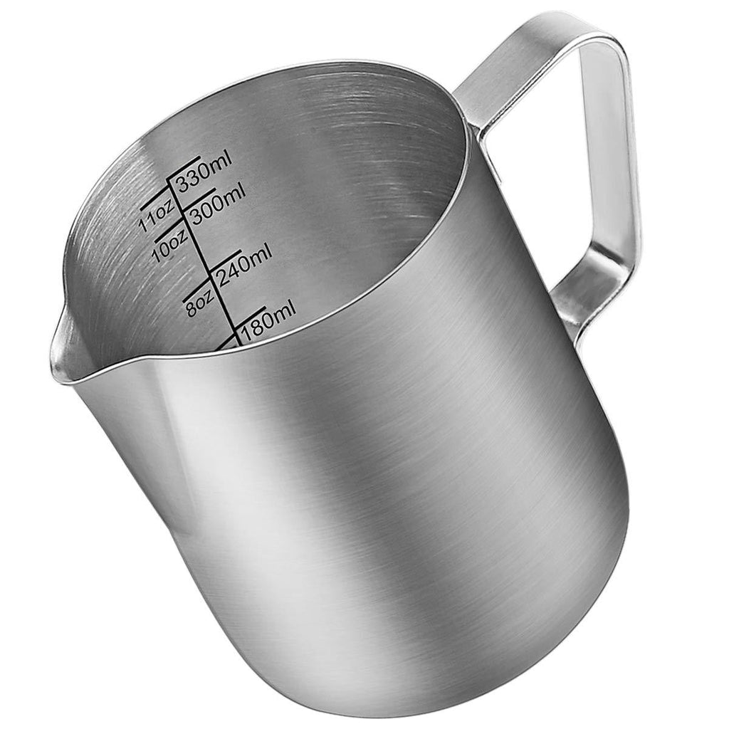 NewNest Australia - Milk Frothing Pitcher, ENLOY Stainless Steel Creamer Frothing Pitcher, Perfect for Espresso Machines, Milk Frothers, Latte Art 12 oz (350 ml) Small Frosting Silver(12oz/350ml) 