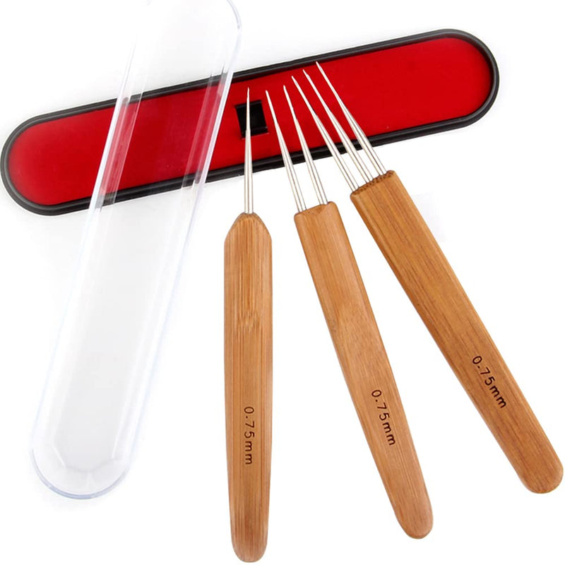 3PCS/Set Dreadlock Crochet Needle - Crochet Needle for Dreadlocks Loc Crochet Needle Crochet Hair Needle Locs Tools for Dreads 0.75mm(1Hook,2Hook,3Hook) 3 Piece Set - NewNest Australia