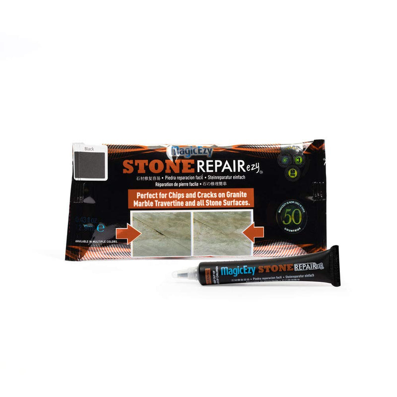 MagicEzy Stone Repair Ezy: (Black) Marble, Granite, Quartz Countertop Chip Repair Kit | Stone Fix, Laminate, Corian, Travertine| Super Strong Seam Filler Black - NewNest Australia