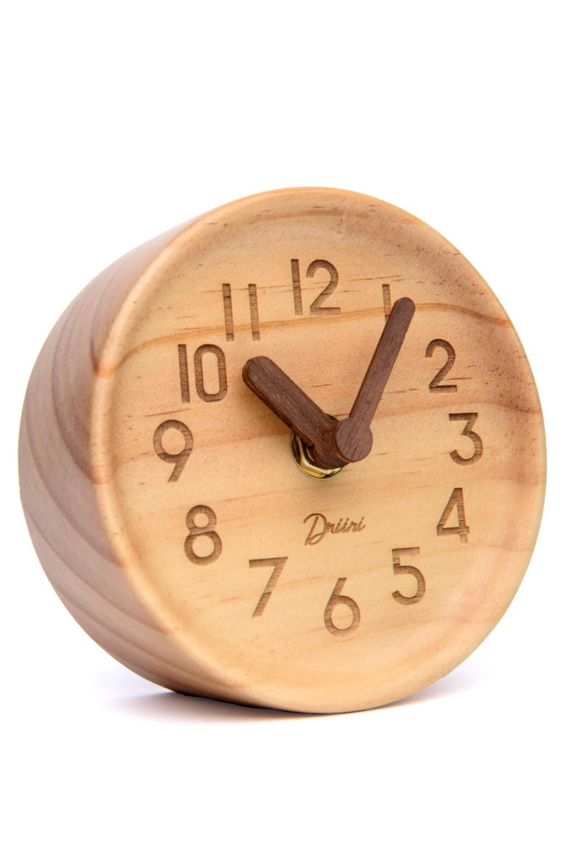 NewNest Australia - Driini Wooden Desk & Table Analog Clock Made of Genuine Pine (Light) - Battery Operated with Precise Silent Sweep Mechanism … Light 