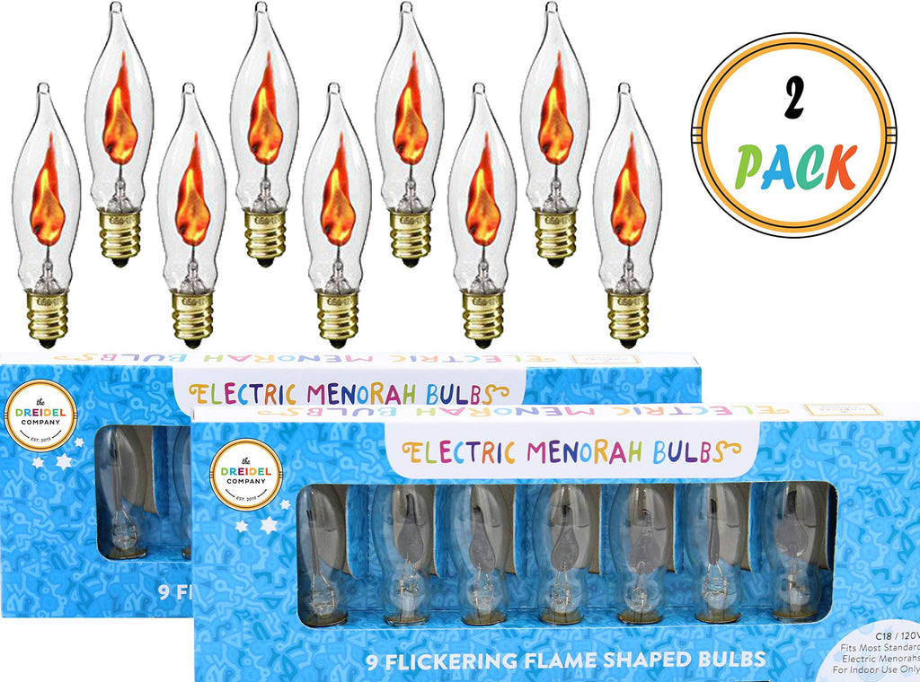 NewNest Australia - The Dreidel Company Electric Menorah Bulbs- 9 Flickering Flame Shaped Bulbs (2-Pack) 2-Pack 