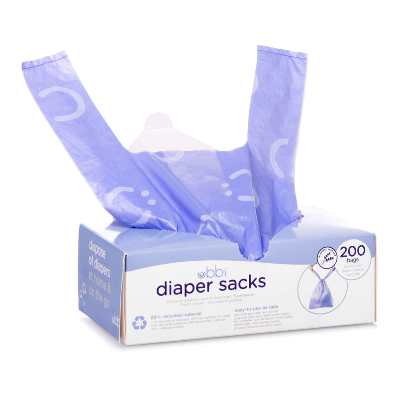Ubbi Disposable Diaper Sacks, Lavender Scented, Easy-To-Tie Tabs, Made with Recycled Material, Diaper Disposal or Pet Waste Bags, 200 count 200 Count Diaper Sacks - NewNest Australia