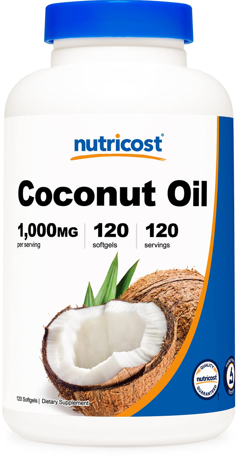 Nutricost Coconut Oil Softgels (1000mg) 120 Softgels - Extra Virgin Coconut Oil - Gluten Free and Non-GMO - NewNest Australia
