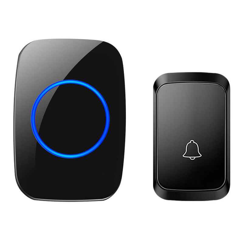 Wireless Doorbell, Waterproof Door Chime Kit Operating at Over 1000 Feet with 1 Plug-In Receivers, 58 Melodies, CD Quality Sound, LED Flash (1x Chime 1x Button, Black) A60 1x1 Black - NewNest Australia