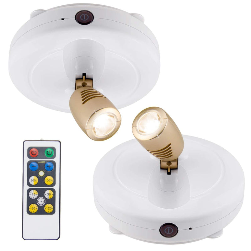 BIGLIGHT Wireless Spotlight, Battery Operated Accent Lights, LED Puck Light,Dimmable Uplight with Remote, Stick on Anywhere for Lighting up Painting Picture Artwork Closet Showcase, Warm White, 2 Pack - NewNest Australia