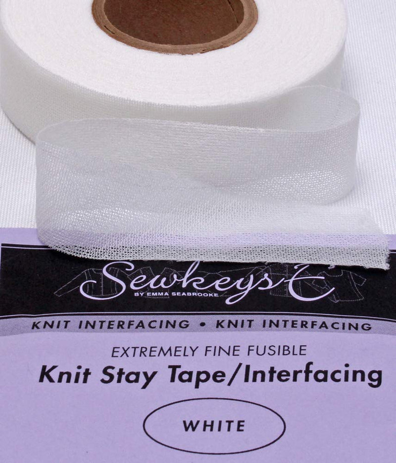 White - 1" Fusible Knit Stay Tape - 1" X 25 Yards SewkeysE Extremely Fine Knit Interfacing Sold by The 25 Yard Roll (KST1-WH) M494.08 - NewNest Australia