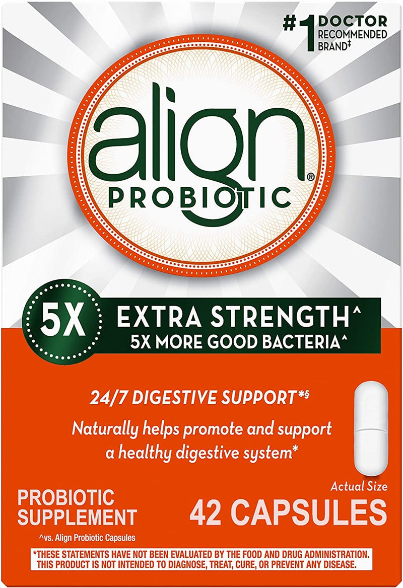 Align Probiotic Extra Strength, #1 Doctor Recommended Brand, 5X More Good Bacteria to Help Support a Healthy Digestive System, 42 Capsules - NewNest Australia