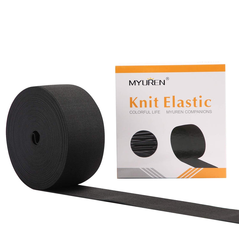 MYUREN 1-1/2 Inch by 10 Yard Black Heavy Stretch High Elasticity Elastic Spool Knit Elastic Bands for Sewing Waistband Elastic 1-1/2inch - NewNest Australia