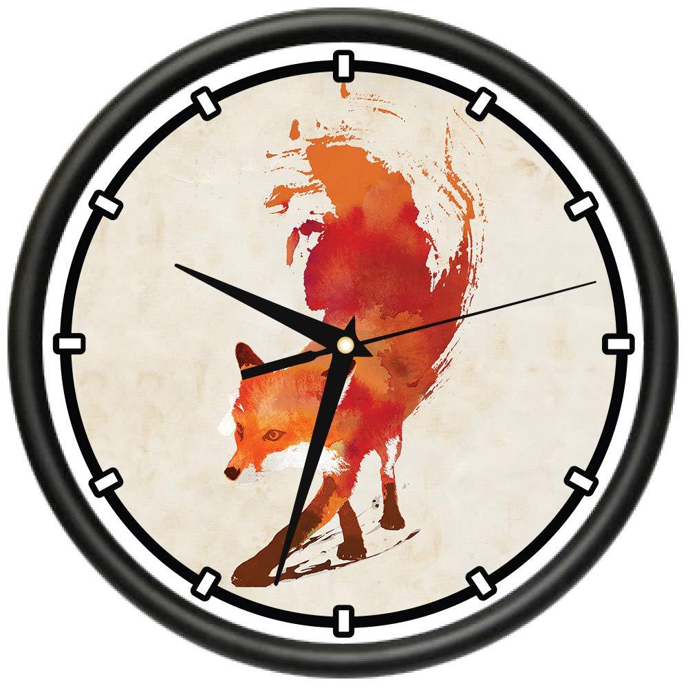 NewNest Australia - Vulpes Fox Design Wall Clock | Precision Quartz Movement | Décor for School Class Office Bedroom Decoration 