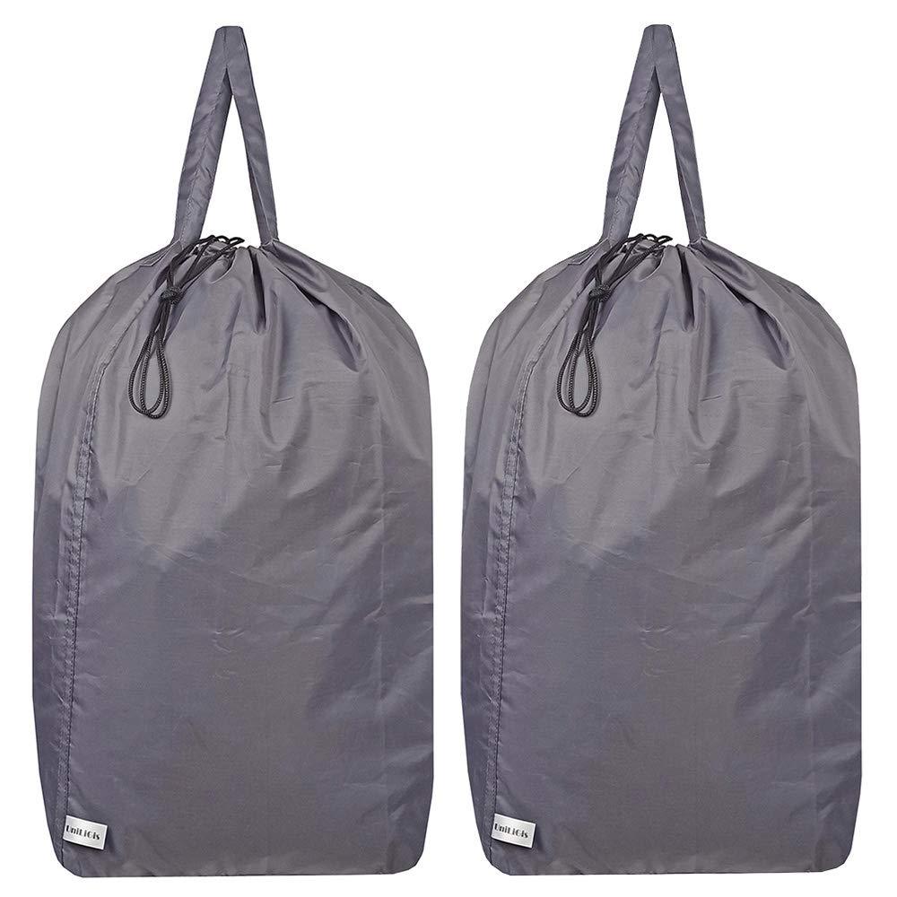 NewNest Australia - UniLiGis Washable Travel Laundry Bag with Handles and Drawstring (2 Pack), Heavy Duty Large Enough to Hold 3 Loads of Laundry, Fit a Laundry Basket or Clothes Hamper, 27.5x34.5 in,Grey Grey 2 pack 