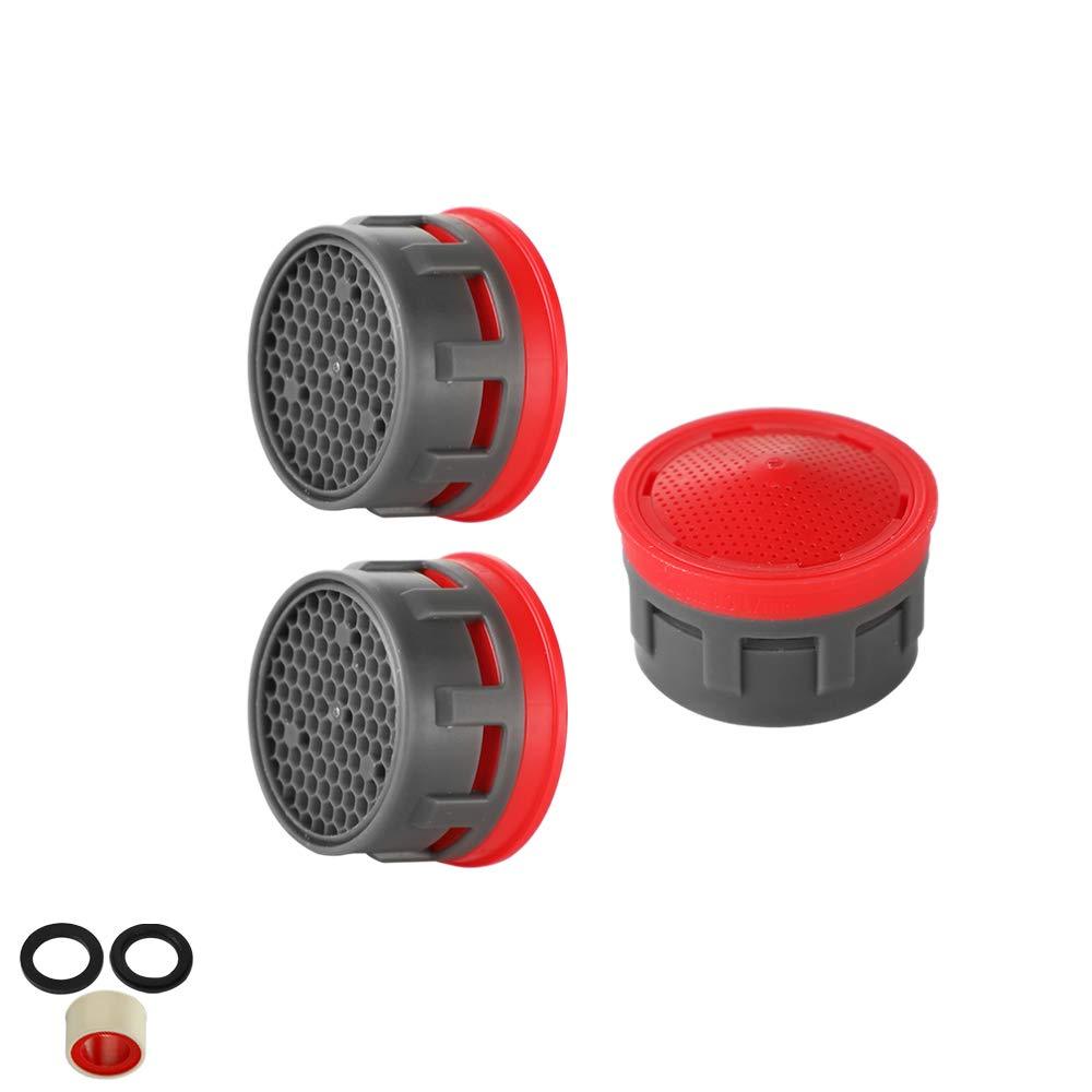 JQK Faucet Areator, 2.2 GPM Flow Retrictor Insert Faucet Aerators Replacement Parts Bathroom 3 Pack, FAN22-P3 Red - 2.2 gpm - NewNest Australia