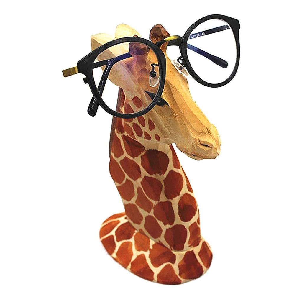 NewNest Australia - TANG SONG Creative Wood Hand Carved Eyeglass Holder Handmade Nose Giraffe Stand for Office Desk Home Decor Gifts 