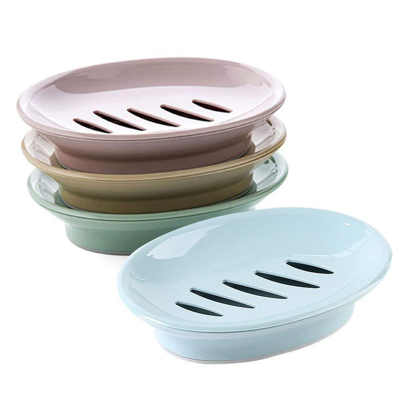 DaKuan 4 Pack Removable Soap Drainers Plastic Soap Holder, Soap Saver Box Container for Bathroom (Pink, Blue, Green, Khaki) - NewNest Australia