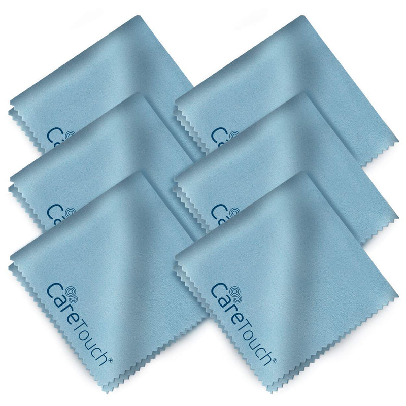 Care Touch Microfiber Cleaning Cloths, 6 Pack - Cleans Glasses, Lenses, Phones, Screens, Other Delicate Surfaces - Large Lint Free Microfiber Cloths - 6"x7" (Blue) Blue - NewNest Australia