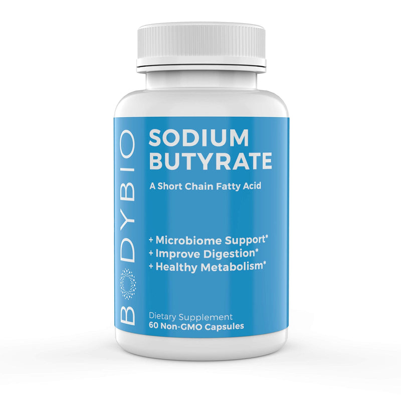 Gut Health Supplement 60 Caps - Butyrate + Sodium | The Ultimate Postbiotic | No Bloating | No Gas | Great Poops | Supports Healthy Digestion | Leaky Gut Repair | No Filler or Additives by BodyBio 60 Count (Pack of 1) - NewNest Australia
