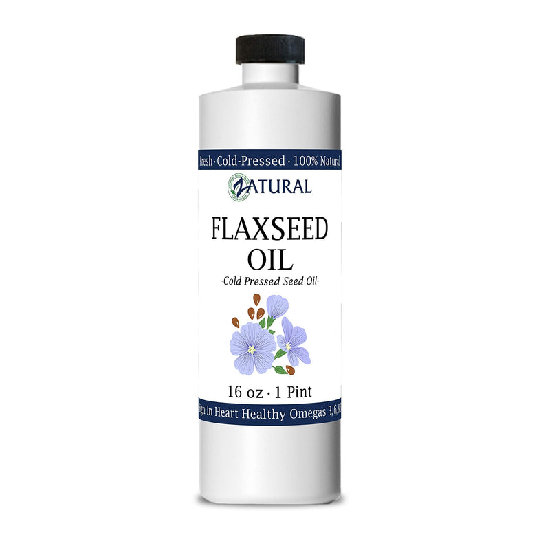 Flaxseed Oil - 100% Pure Flax Seed Oil - 0 Additives - 0 Fillers - Cold Pressed - Unrefined, 16 Oz 1 Pound (Pack of 1) - NewNest Australia