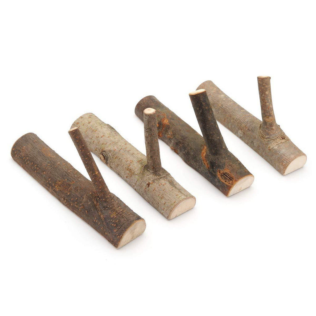 NewNest Australia - Pack of 4 Vintage Real Wood Tree Branch Wall Hook,Rustic Decorative Wood Adhesive Hooks. Key Holder, Coat Hook,Strong Suction Hooks.(Width 2cm-3cm) 