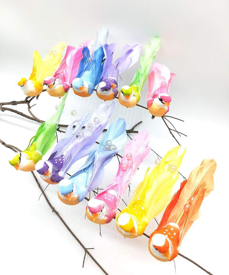 NewNest Australia - LWINGFLYER 12pcs Artificial Simulation Foam Bird Feather Mini Ornaments DIY Craft for Wedding Decoration Home Garden Party Accessories 12cm/4.72inch Metal Clip 