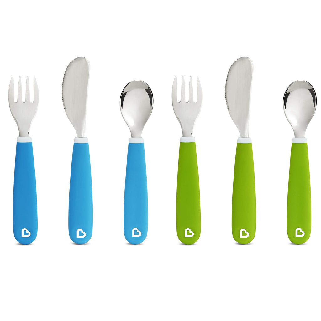 Munchkin Splash Toddler Fork, Knife and Spoon Set, 6 Pack, Blue/Green - NewNest Australia