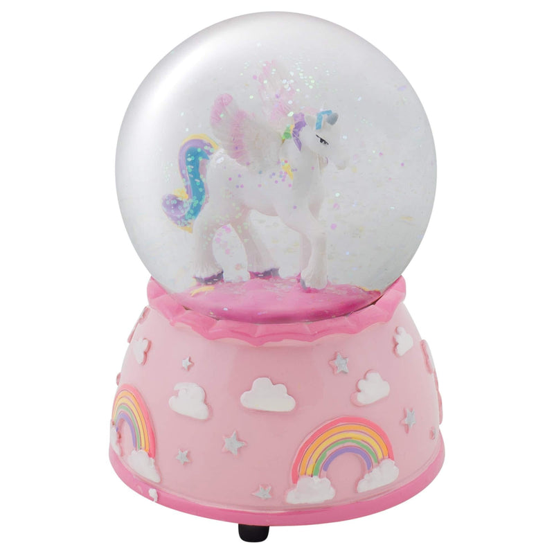 NewNest Australia - Elanze Designs Unicorn Rainbows on Pink Musical 80MM Water Globe Plays Tune The Unicorn 