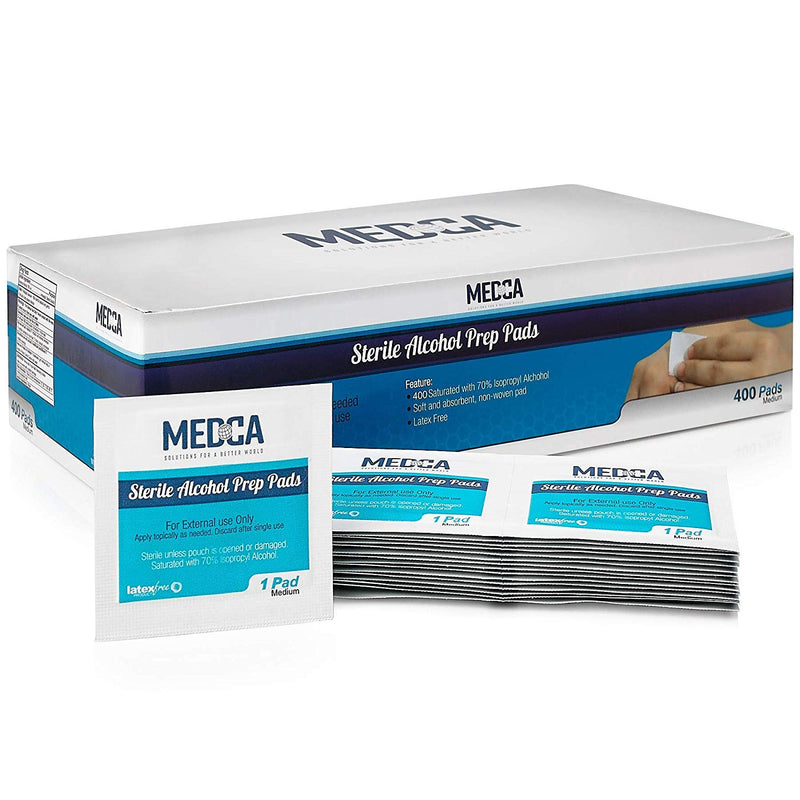 Alcohol Prep Pads - Box of 400, Saturated 70% Isopropyl Alcohol Wipes, Individually Wrapped Moistened Swab Pad, 2-Ply Cotton - NewNest Australia